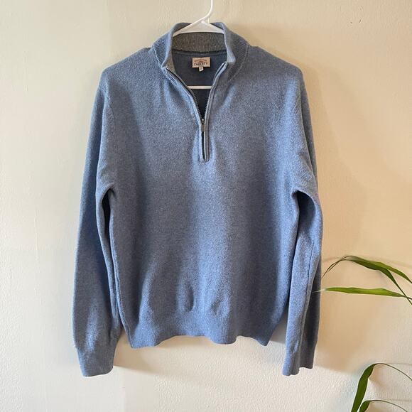 Faherty Henley Sweater Men Medium Gray Knit Pullover Casual Flawed Heavy Pilling - Picture 1 of 10